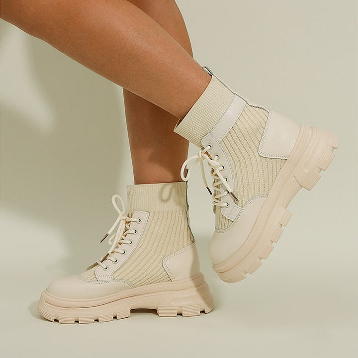Matilda's Chunky Lace-Up Knit Ankle Boots