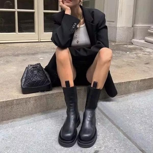 Matilda's Chunky Leather Mid-Calf Boots