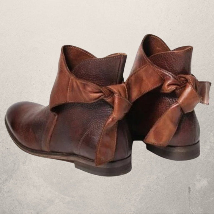 Matilda's Elegant Bow-Detail Leather Ankle Boots