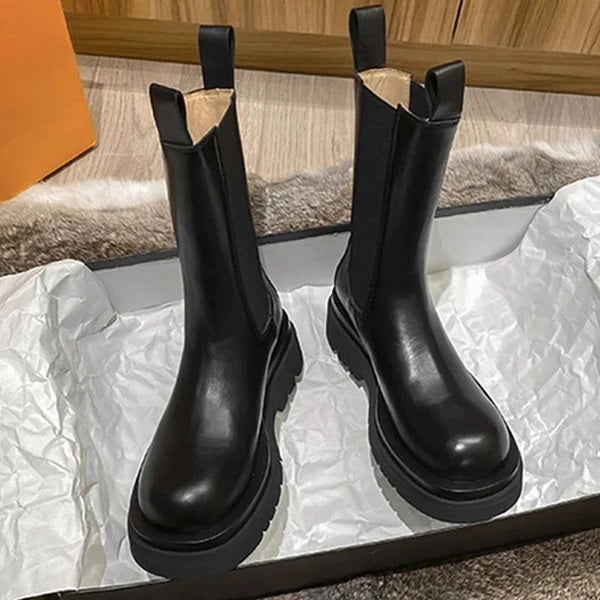 Matilda's Chunky Leather Mid-Calf Boots