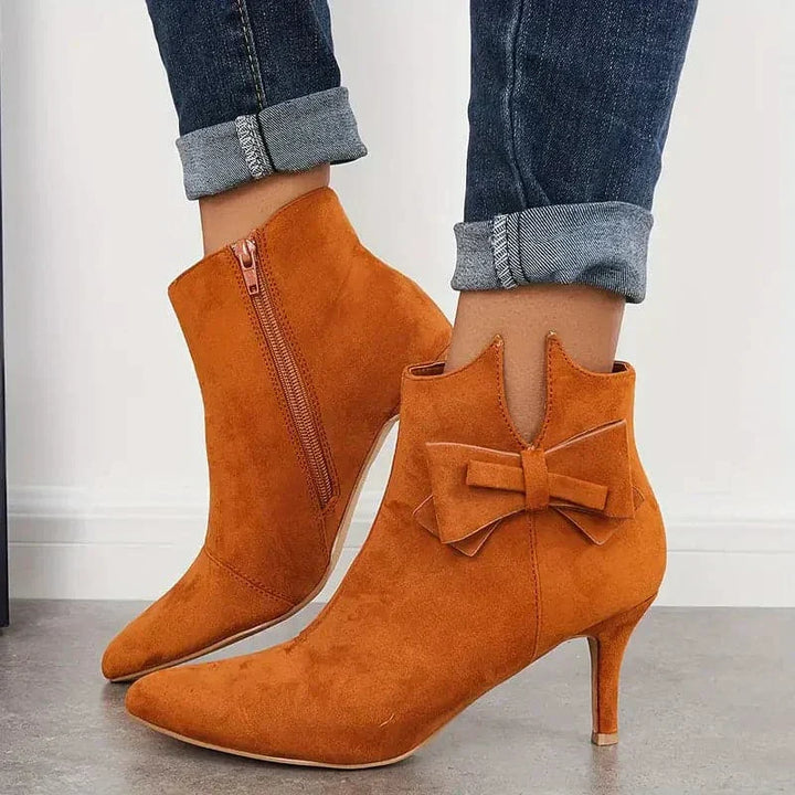 Matilda's Elegant Bow Stiletto Ankle Boots