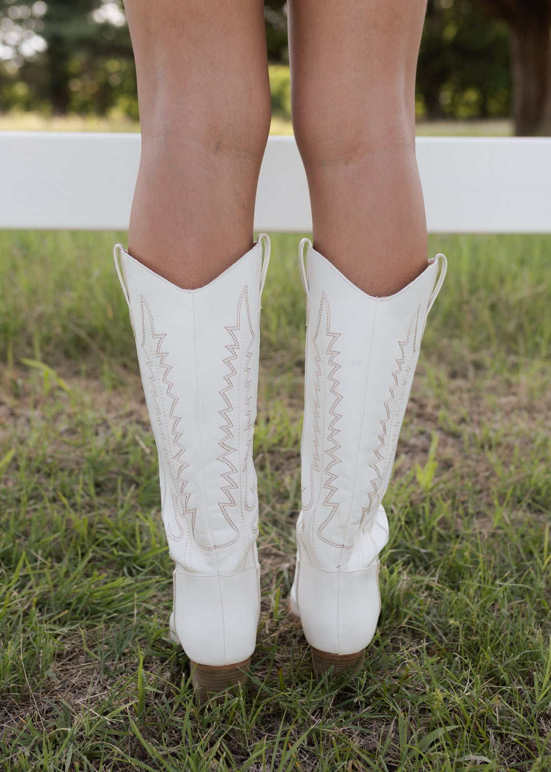 Matilda's White Embroidered Western Heeled Boots