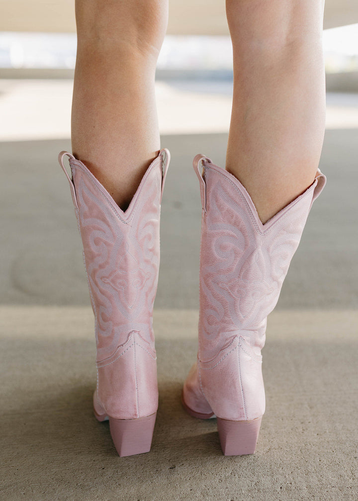 Matilda's Pink Western Leather-Lined Boots
