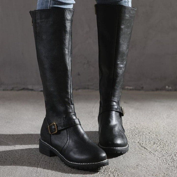 Matilda's Classic Knee-High Buckle Leather Boots