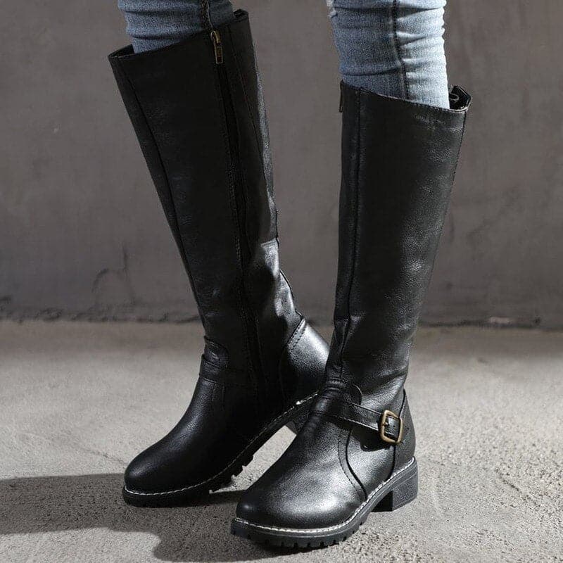 Matilda's Classic Knee-High Buckle Leather Boots