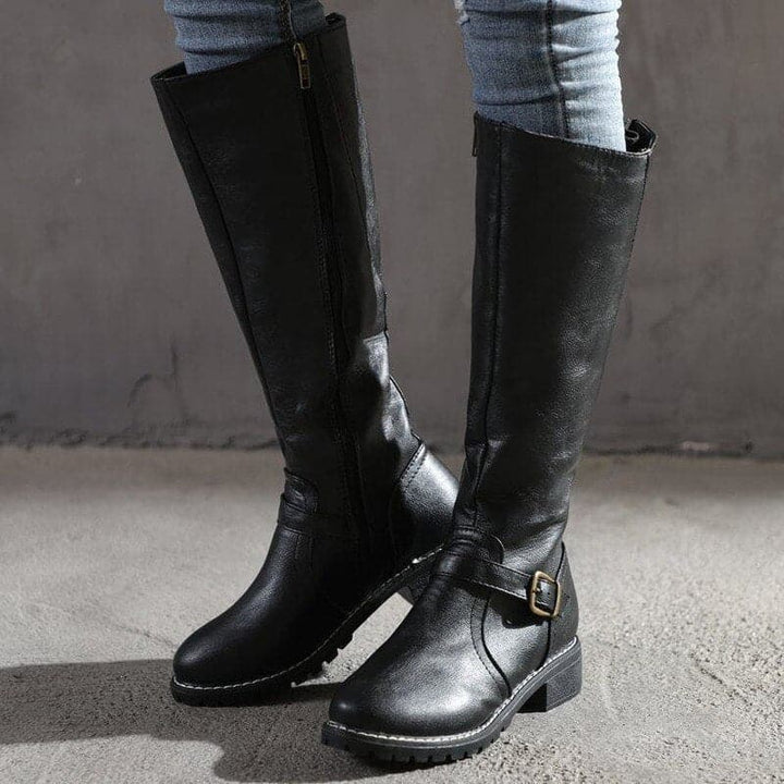 Matilda's Classic Knee-High Buckle Leather Boots