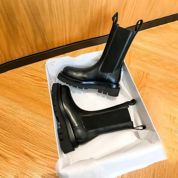 Matilda's Chunky Leather Mid-Calf Boots