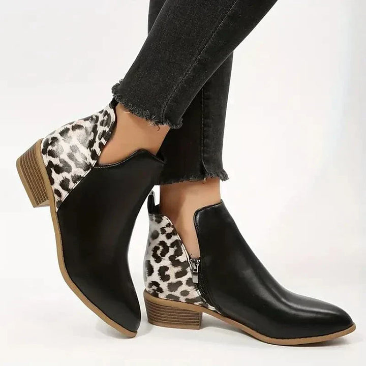 Matilda's Bold Leopard Heel Ankle Boots