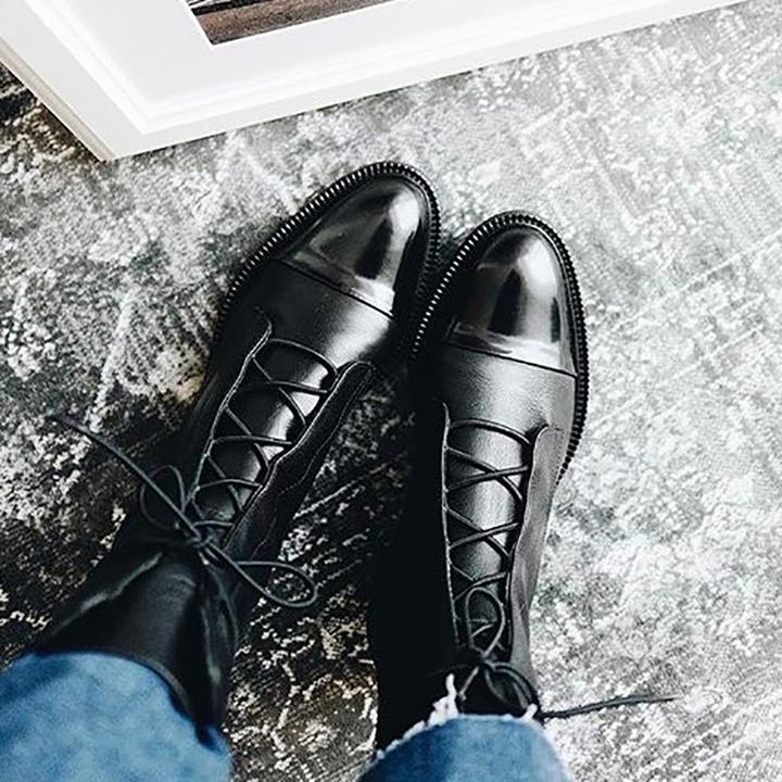 Matilda's Classic Lace-Up Genuine Leather Everyday Boots