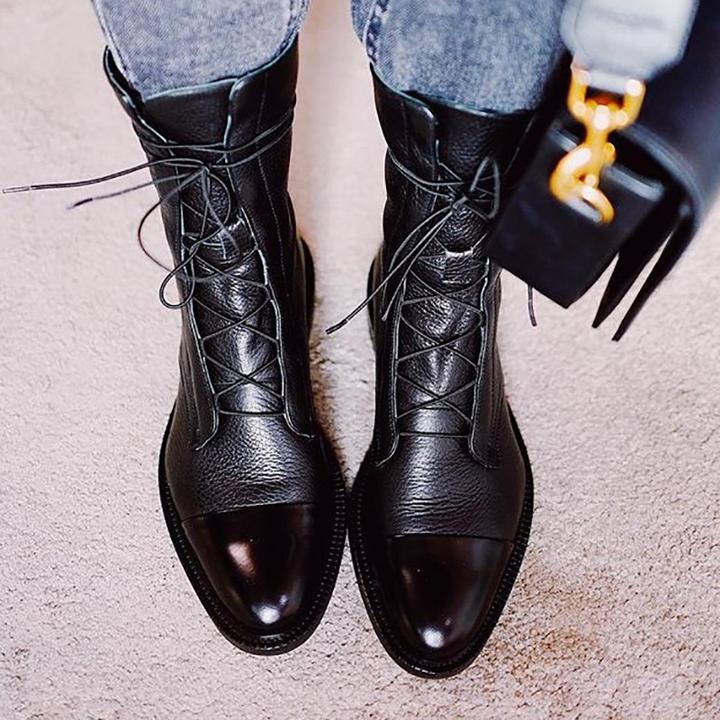 Matilda's Classic Lace-Up Genuine Leather Everyday Boots