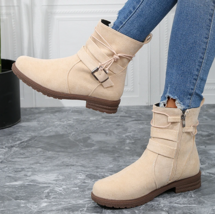 Matilda's Suede Buckle Ankle Boots