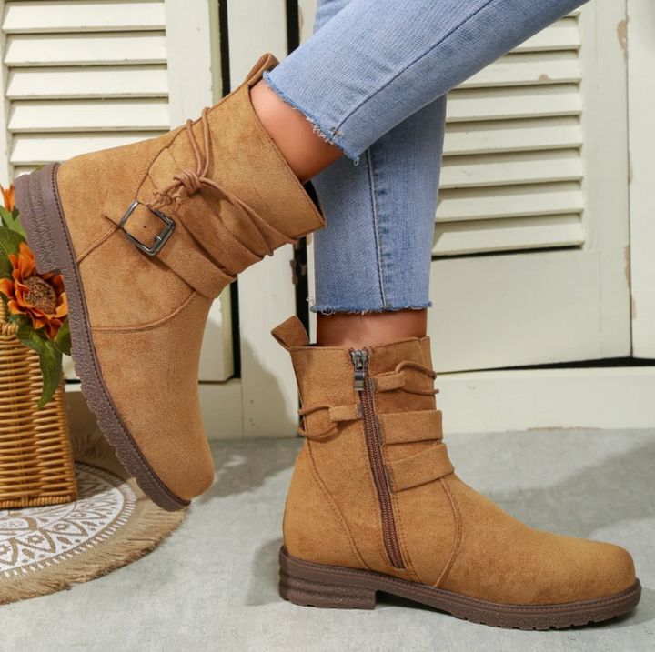 Matilda's Suede Buckle Ankle Boots