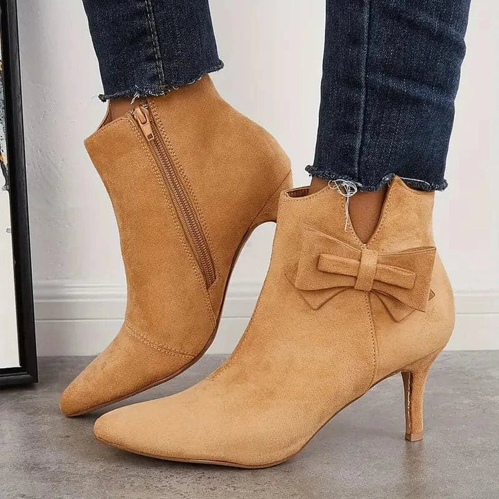 Matilda's Elegant Bow Stiletto Ankle Boots