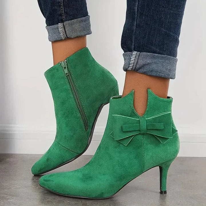 Matilda's Elegant Bow Stiletto Ankle Boots