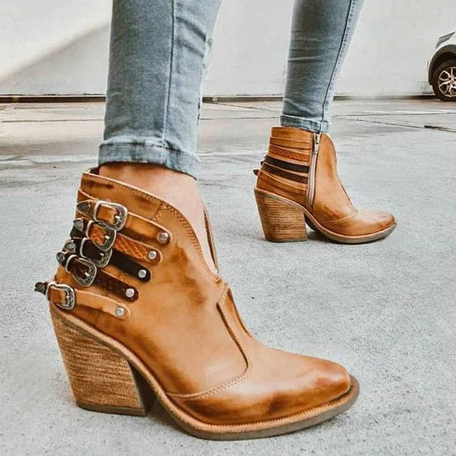 Matilda's Modern Studded Block-Heel Ankle Boots