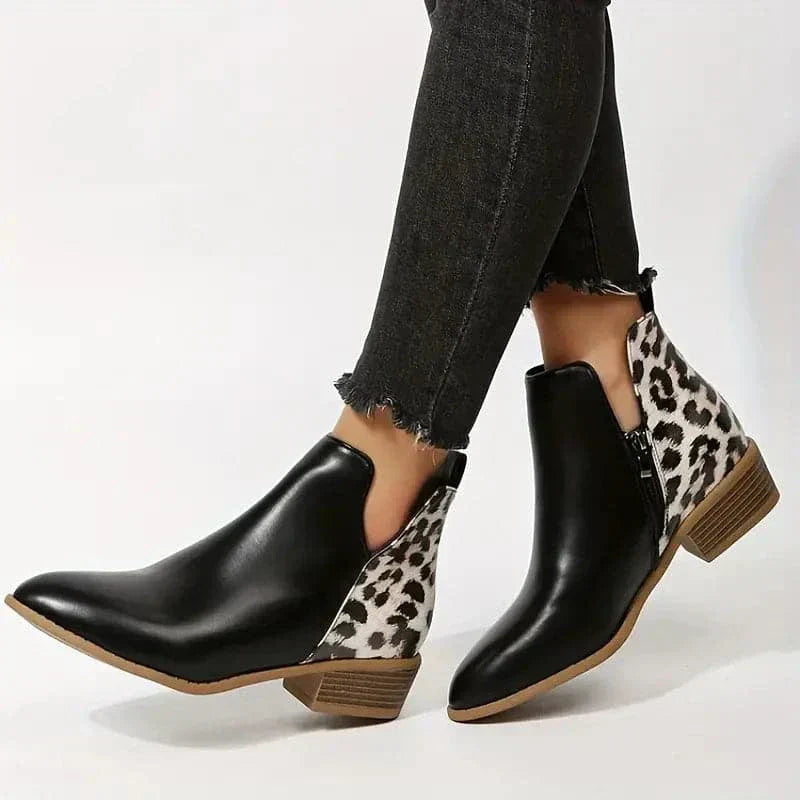 Matilda's Bold Leopard Heel Ankle Boots