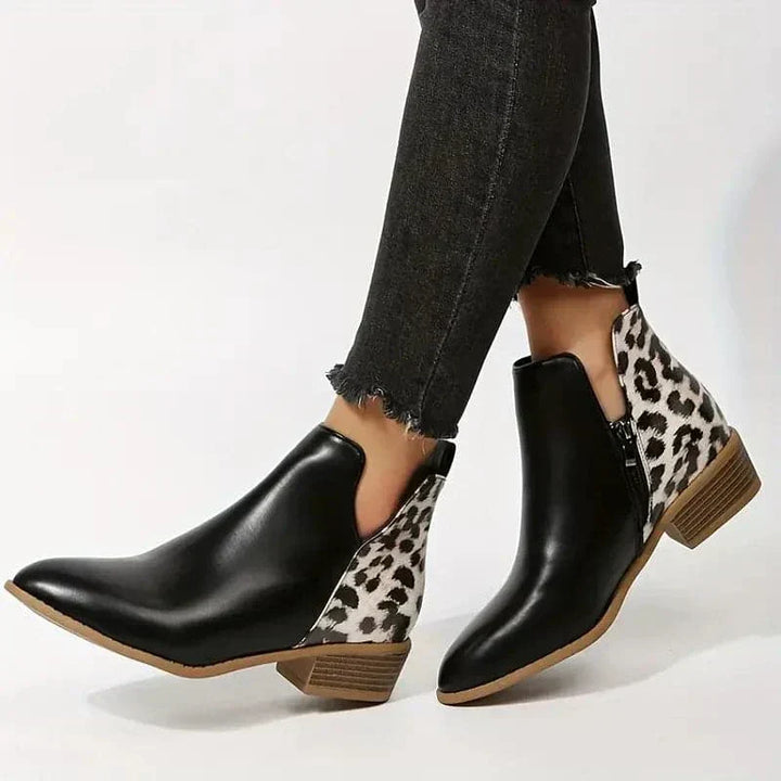 Matilda's Bold Leopard Heel Ankle Boots