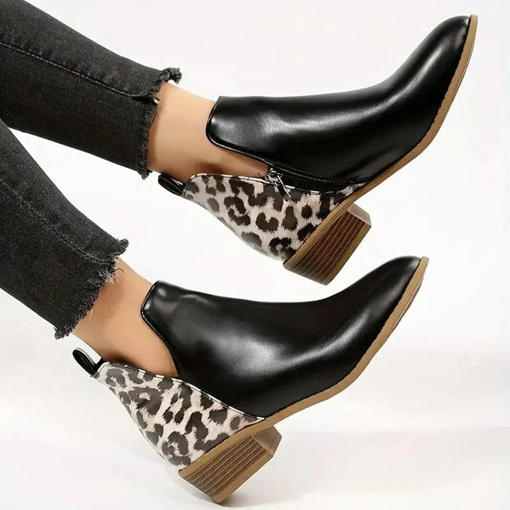 Matilda's Bold Leopard Heel Ankle Boots