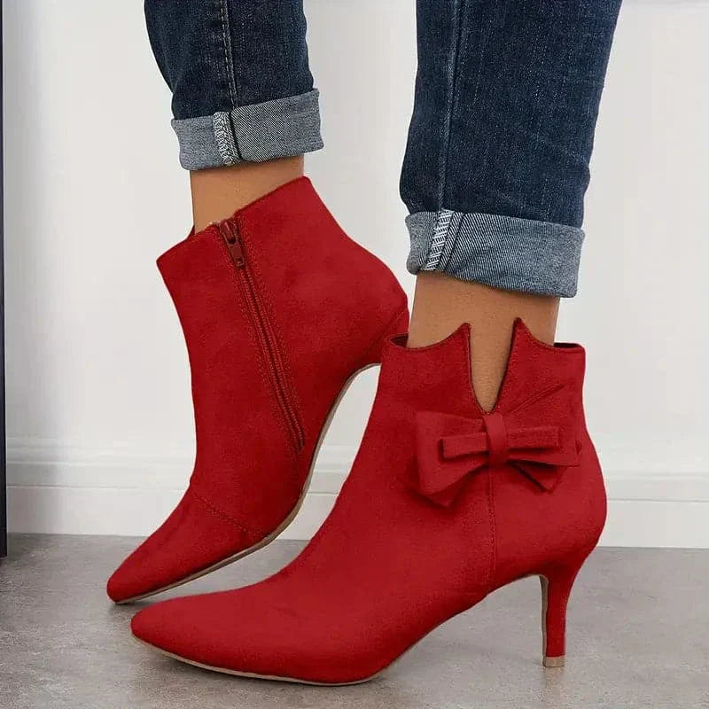 Matilda's Elegant Bow Stiletto Ankle Boots