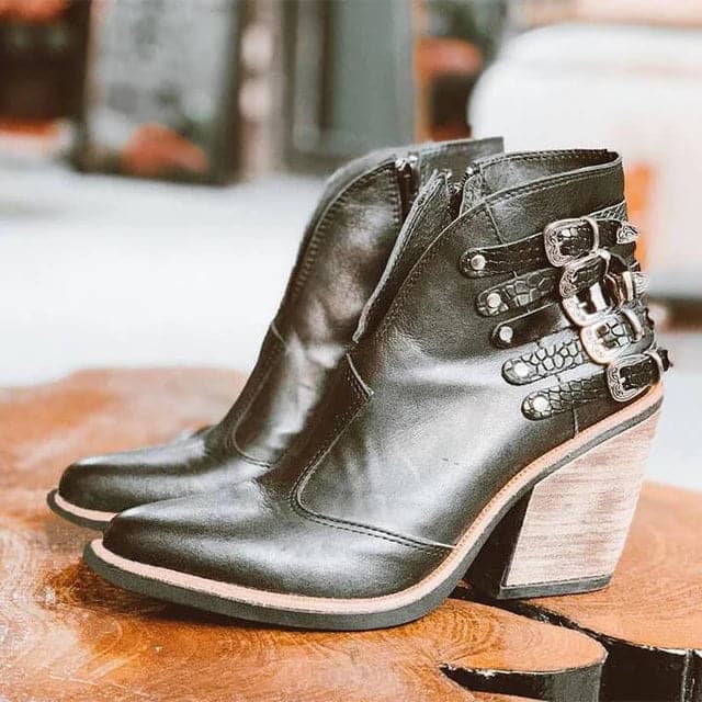 Matilda's Modern Studded Block-Heel Ankle Boots