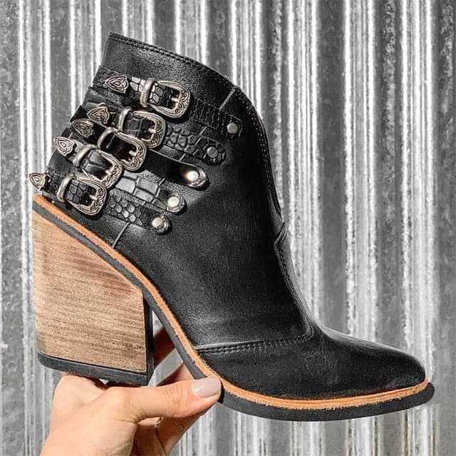 Matilda's Modern Studded Block-Heel Ankle Boots