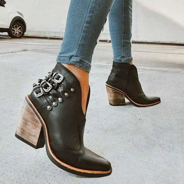Matilda's Modern Studded Block-Heel Ankle Boots